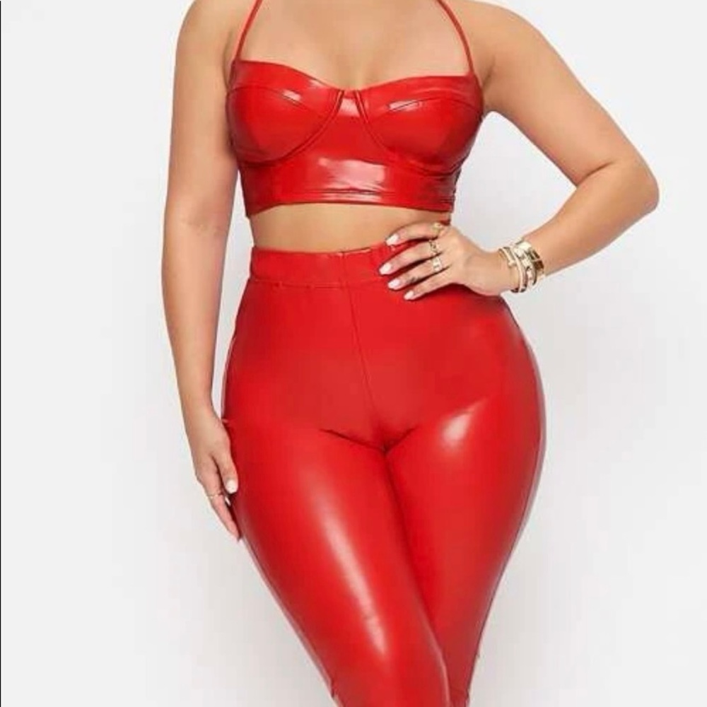 Red leather 2 piece